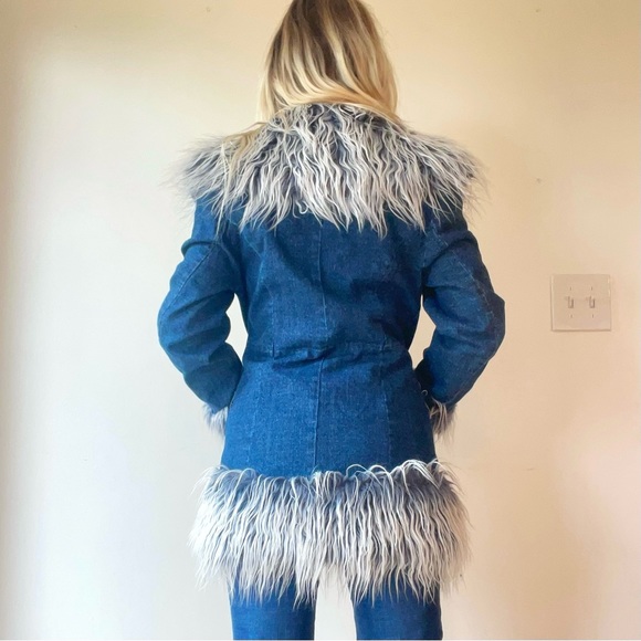 Vtg Y2k Penny Lane Jacket Ice Blue Rockstar Cuff Jacket Tipped RARE - Picture 3 of 5